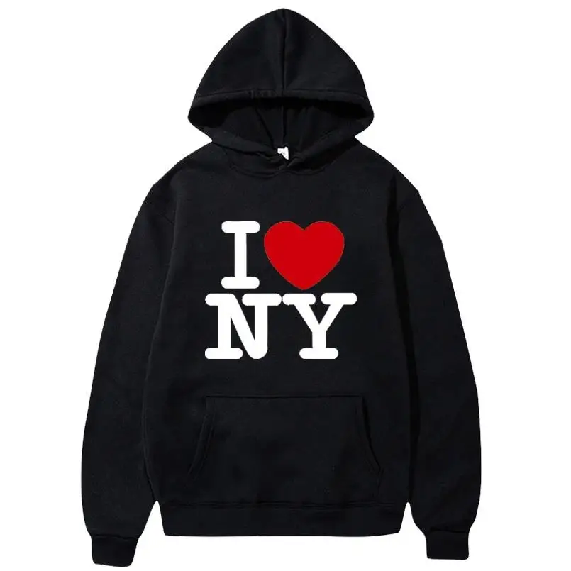 Street Fashion In New York - Толстовки с принтом «Я люблю Нью-Йорк»,