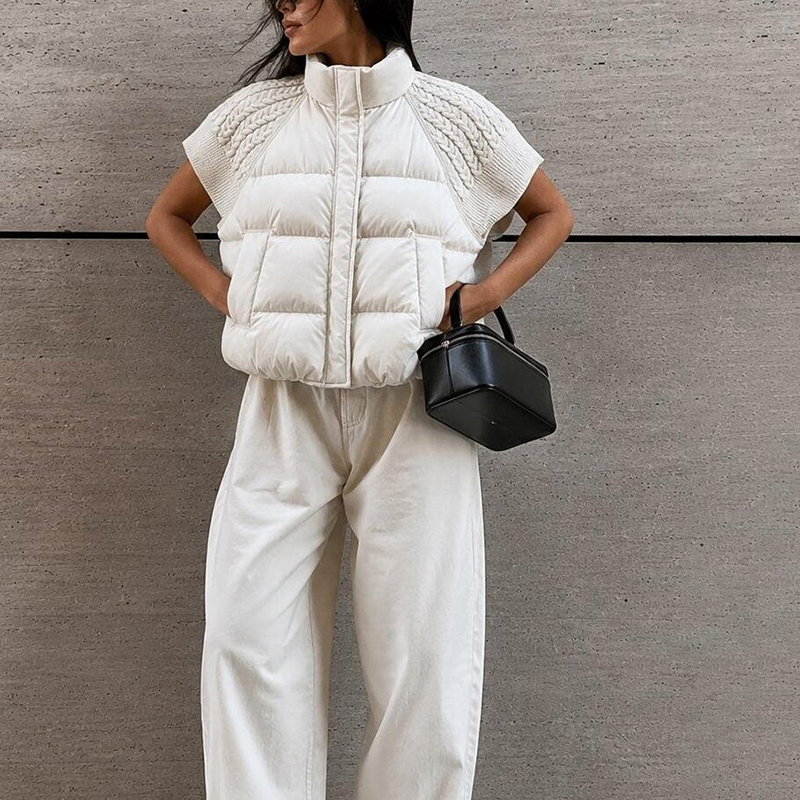 Puffer Vest Padded - Женский стильный укороченный пуховый жилет без