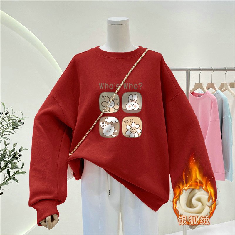 Oversized Crewneck Fleece - Женский свитшот в расслабленном стиле с