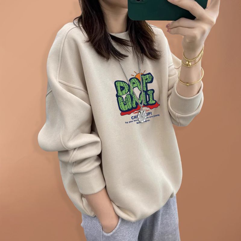 Oversized Crewneck Fleece - Женский свитшот оверсайз из чистого хлопка