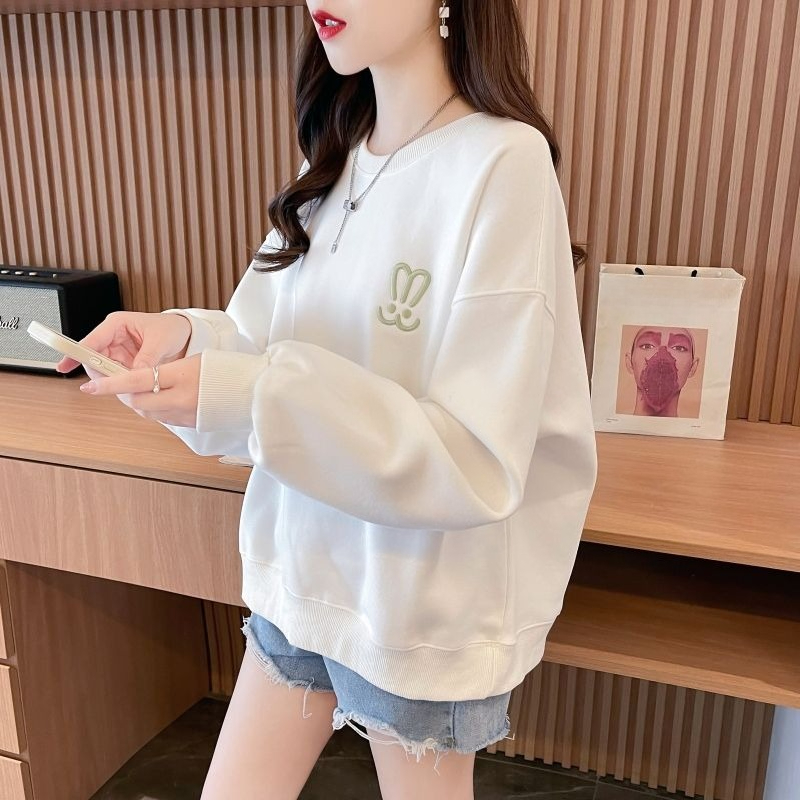Oversized Crewneck Fleece - Женская легкая толстовка оверсайз с круглым