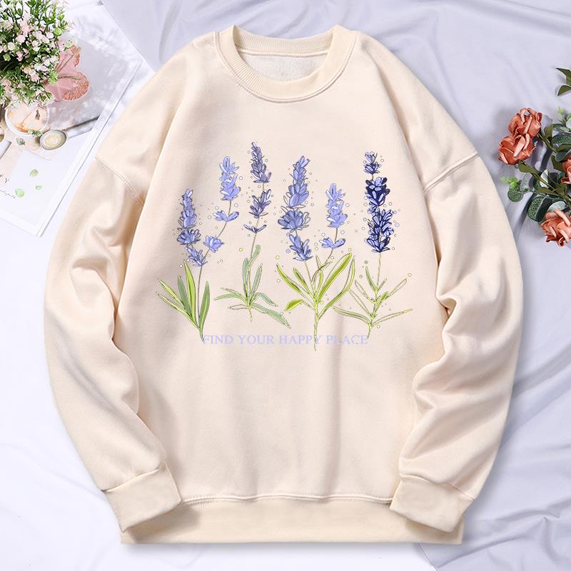 Худи женское с принтом лаванды – обзор и цена Oversized Crewneck Fleece