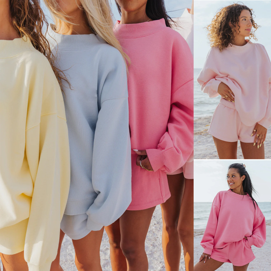 Женский однотонный флисовый ко – обзор и цена Oversized Crewneck Fleece