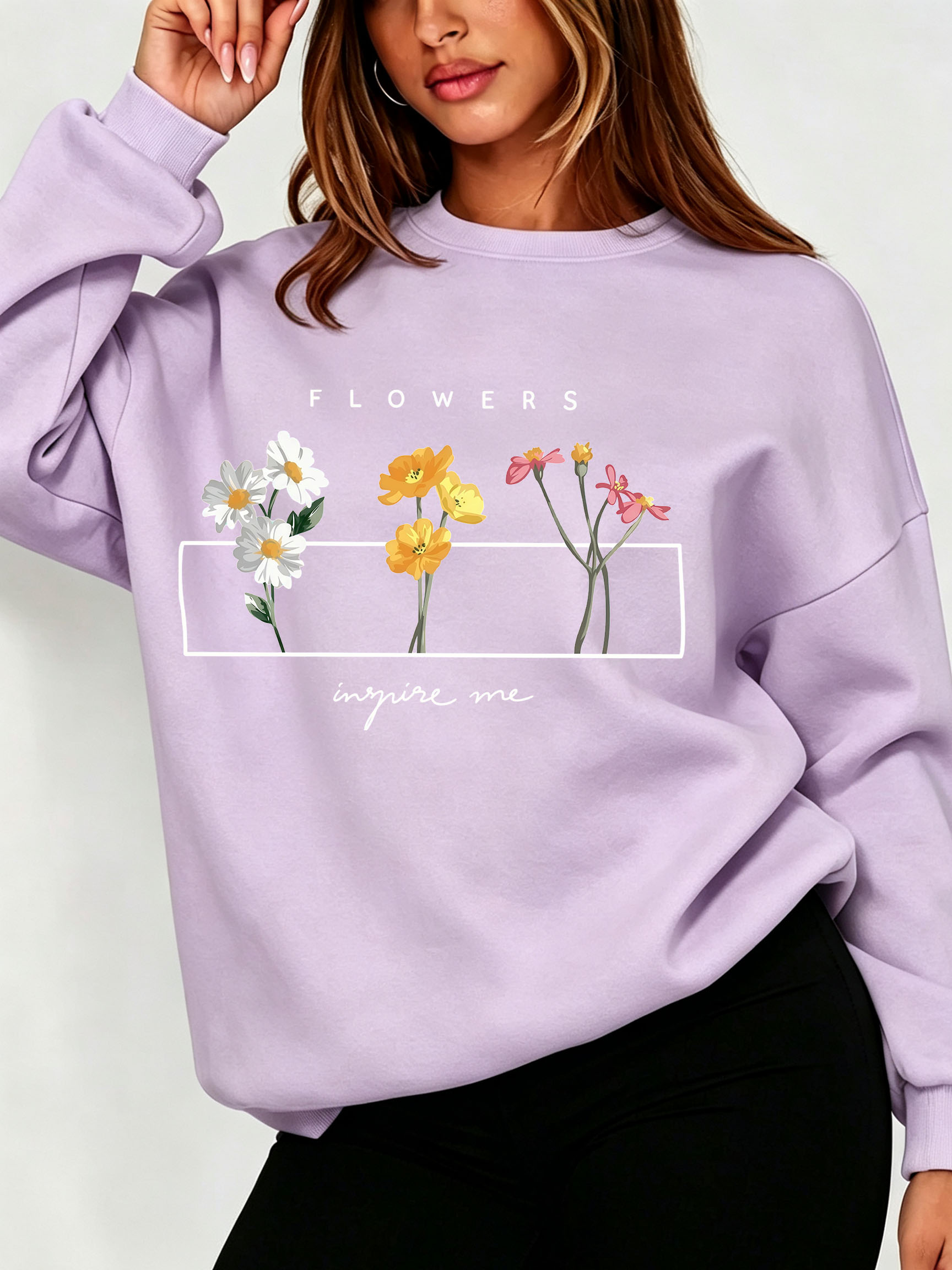 Женский свитшот с цветочным пр – обзор и цена Oversized Crewneck Fleece