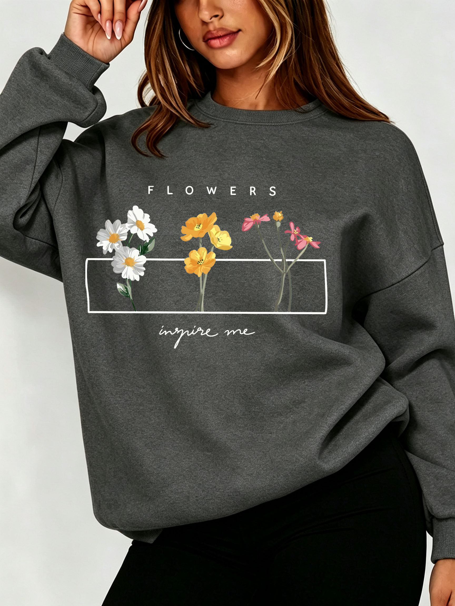 Женский свитшот с цветочным пр – обзор и цена Oversized Crewneck Fleece